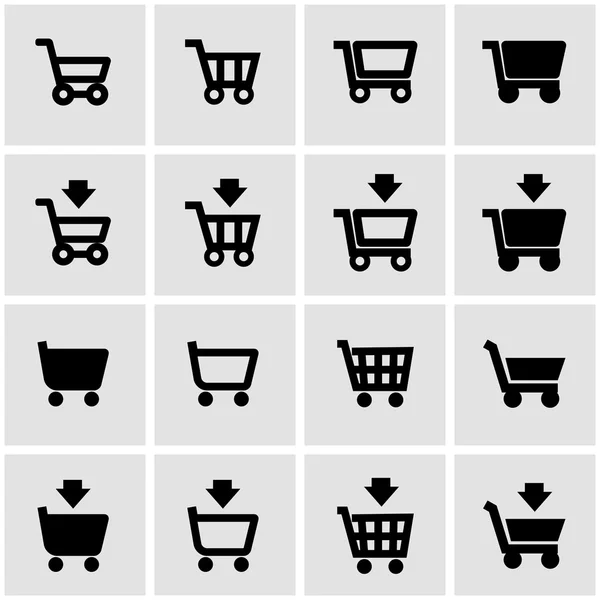 Vector black shopping cart icon set — Stock Vector