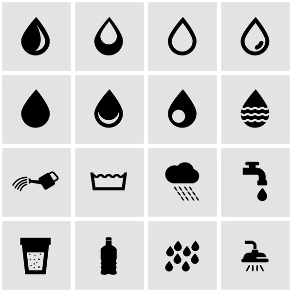 Vector black water icons  set — Stock Vector