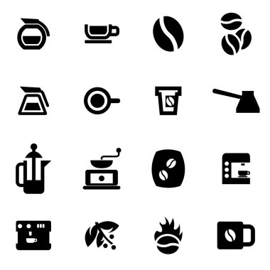 Vektör siyah kahve Icon set
