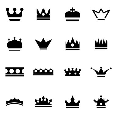 Vektör siyah taç Icon set