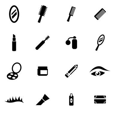 Vektör siyah kozmetik Icon set