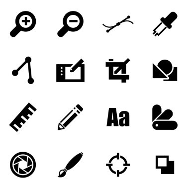 Siyah vektör grafik tasarım Icon set