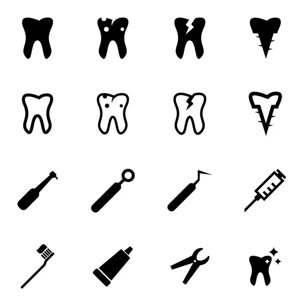 Vector svart tand Ikonuppsättning — Stock vektor