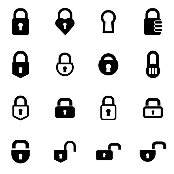 Vector black locks icon set