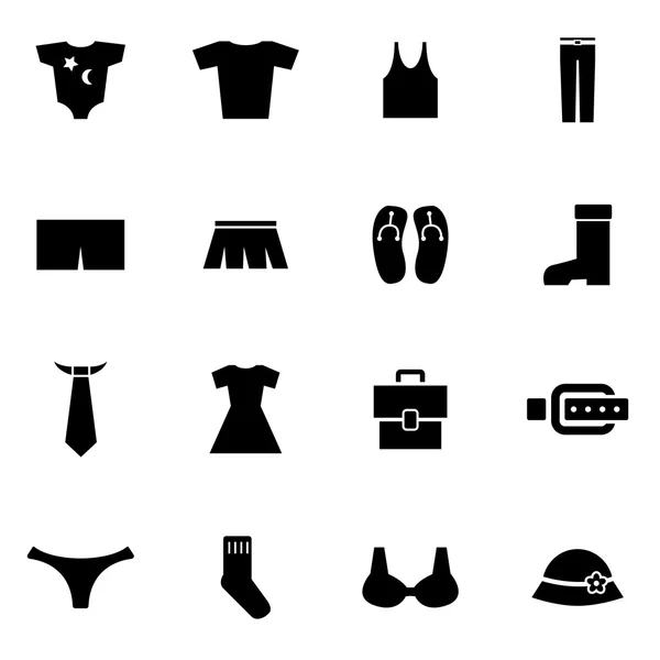 Wektor czarne ubrania zestaw ikon — Wektor stockowy