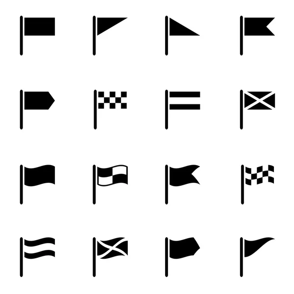 Vector black flag icon set — Stock Vector