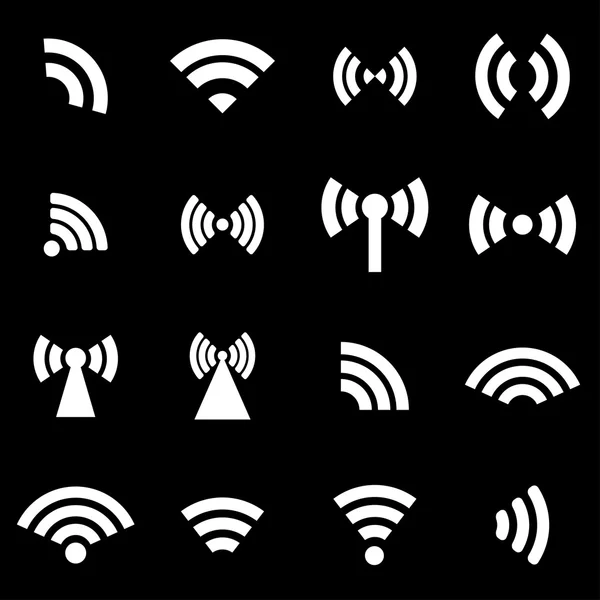 Vector white wireless icons  set — Stock Vector