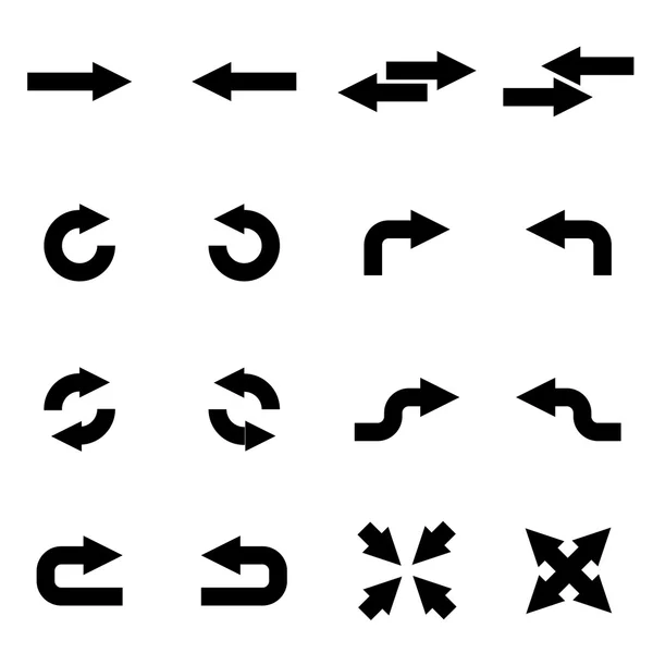 Vector negro flechas icono conjunto — Vector de stock