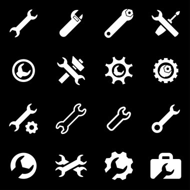 Vektör beyaz ayarları Icon set anahtar