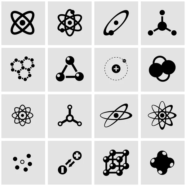 Vector zwarte atoom pictogrammenset — Stockvector