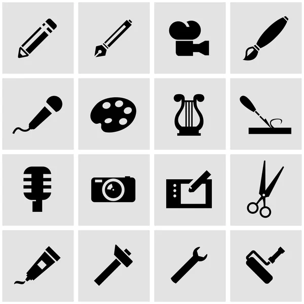 Vektor schwarz art tool icon set — Stockvektor