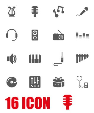 Vektör gri müzik Icon set