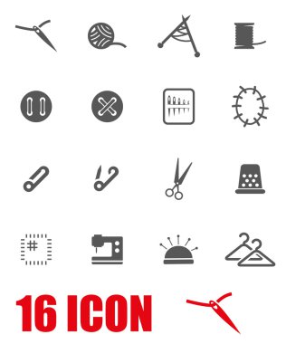 Vektör gri dikiş Icon set