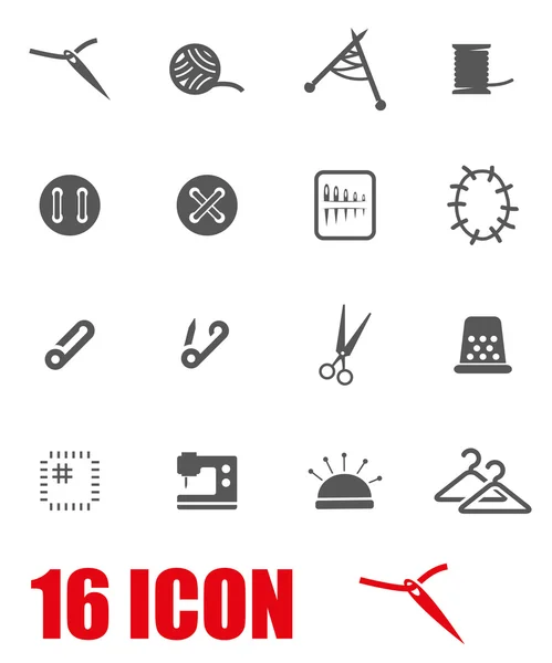 Vector grey sewing icon set — Stock Vector