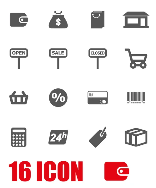 Vector grey shop icon set — Stock Vector