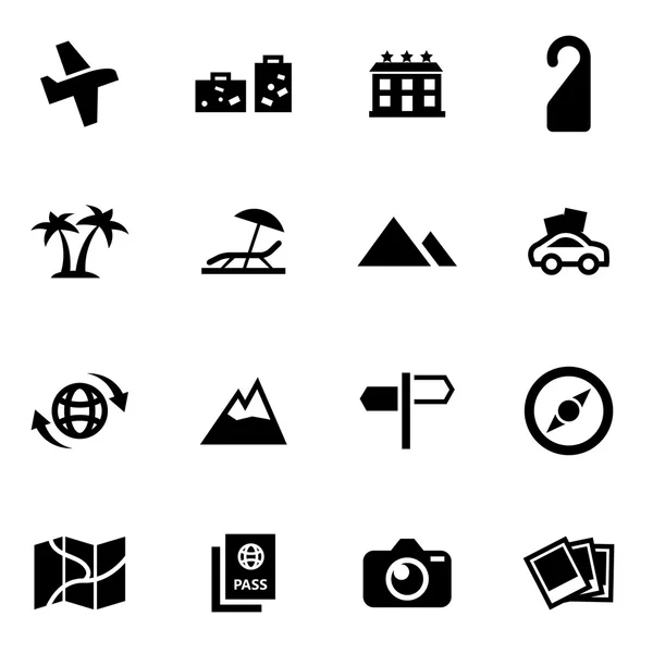 Vector black travel icon set — Stock Vector