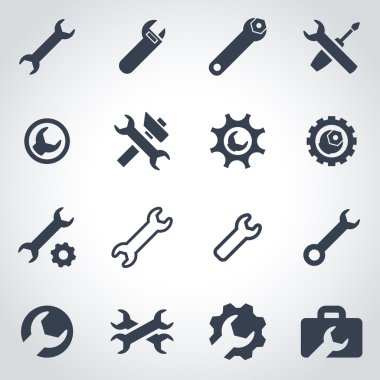Vektör siyah ayarları Icon set anahtar