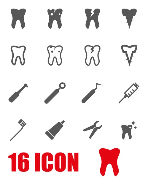 Conjunto de ícones dentários cinza vetorial — Vetor de Stock
