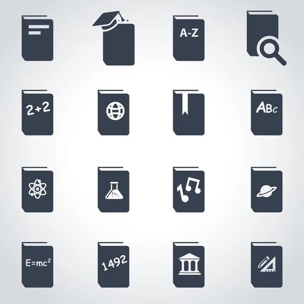 Vector black schoolbook icon set — Stock Vector