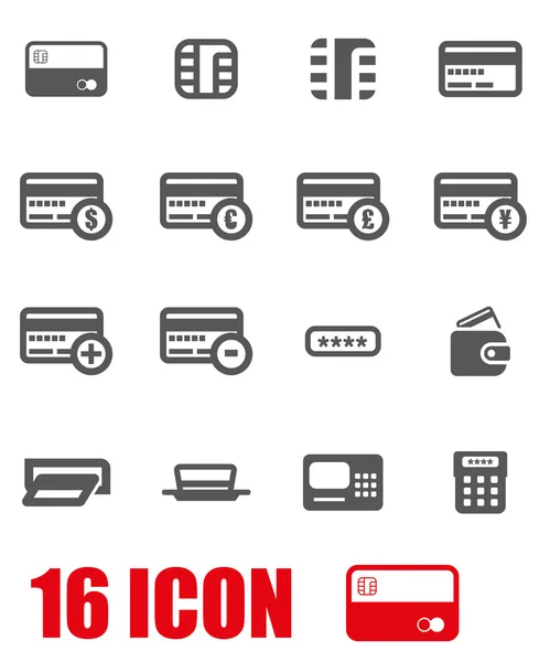 Conjunto de iconos de tarjeta de crédito gris vector — Archivo Imágenes Vectoriales