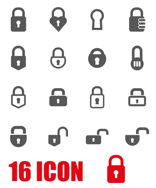 Vektor graue Schlösser Icon Set — Stockvektor