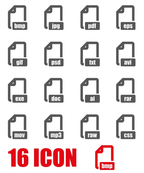 Vektör gri dosya biçimi Icon set — Stok Vektör