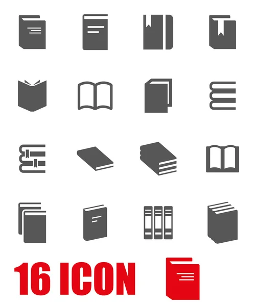 Ensemble d'icônes de livre gris vectoriel — Image vectorielle