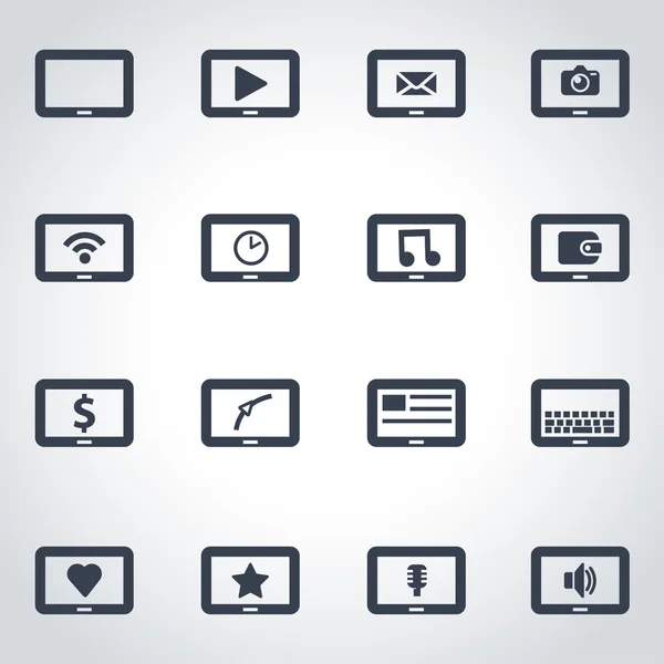 Vector black tablet icon set — Stock Vector