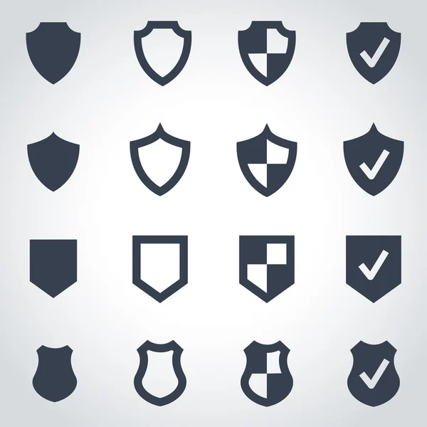 Vector black shield icon set — Stock Vector