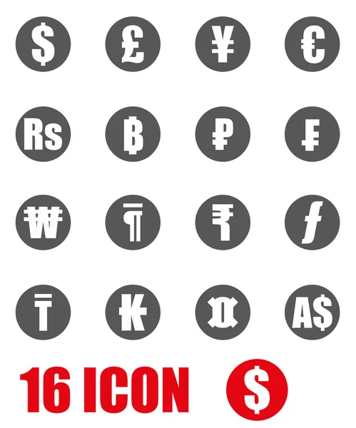 Conjunto de ícones de símbolos de moeda cinza vetorial — Vetor de Stock