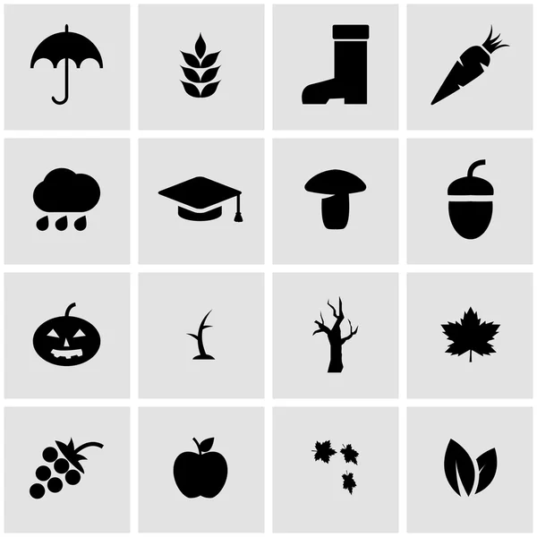 Set di icone vettoriali autunno nero — Vettoriale Stock