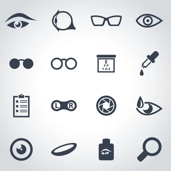 Vektor schwarze Optometrie Icon Set — Stockvektor