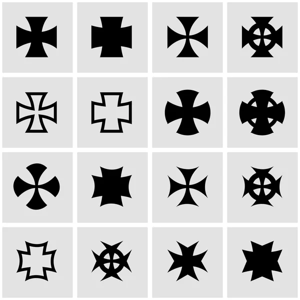 Ensemble d'icônes croix d'hachoirs noirs vectoriels — Image vectorielle