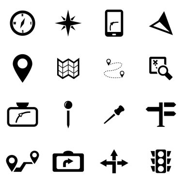 Vektör siyah gezinti Icon set