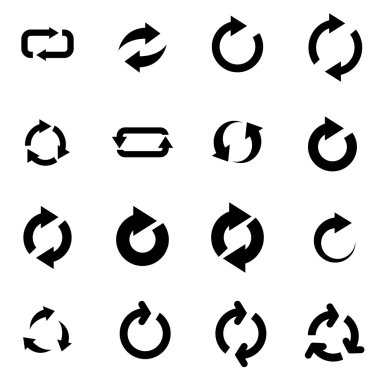 Siyah vektör yenileme Icon set