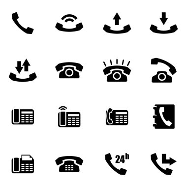 Vektör siyah telefon Icon set