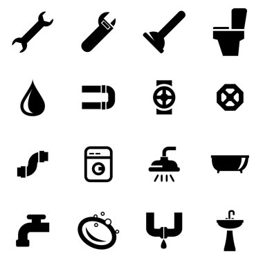 Vektör siyah sıhhi tesisat Icon set