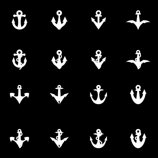 Conjunto de ícones de âncora branco vetorial — Vetor de Stock