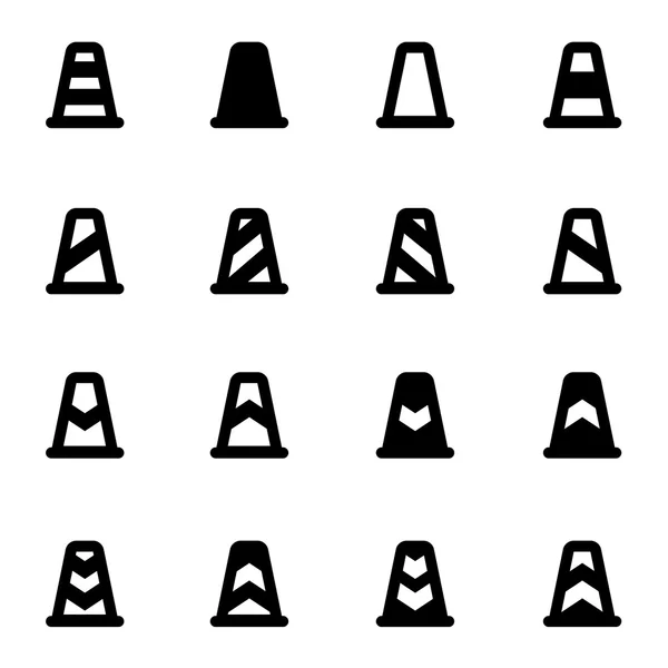 Vector black traffic cone icon set — Stock Vector