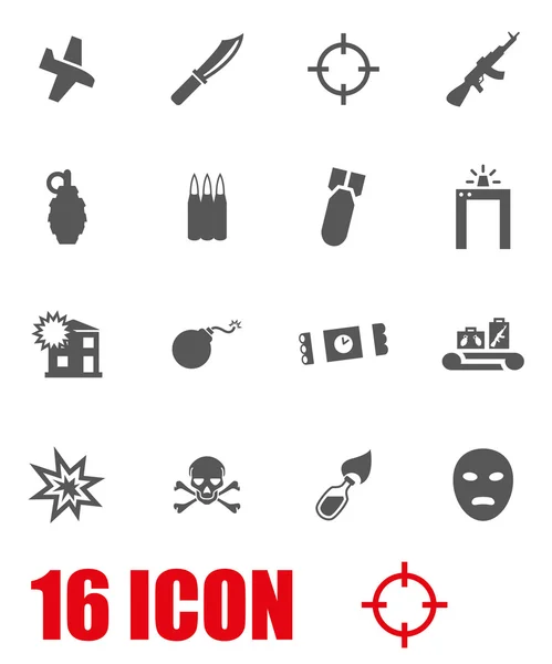 Vector grey terrorism icon set — Stock Vector