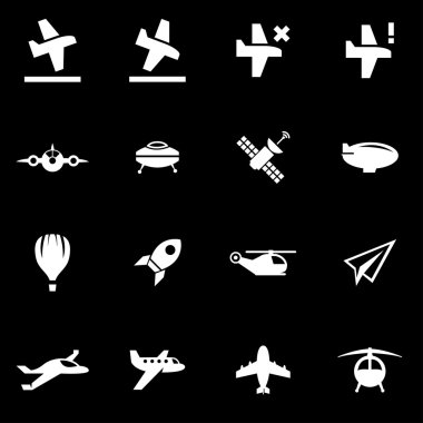 Vektör beyaz uçak Icon set