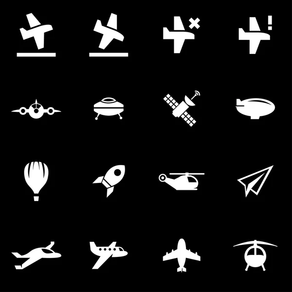 Conjunto de iconos de avión blanco vector — Archivo Imágenes Vectoriales