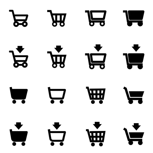 Vector black shopping cart icon set — Stock Vector