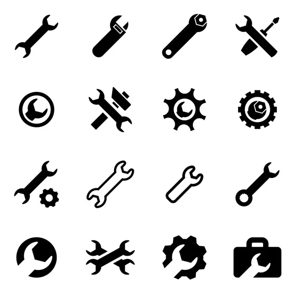 Vektör siyah ayarları Icon set anahtar