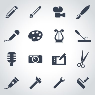 Vektör siyah sanat aracı Icon set