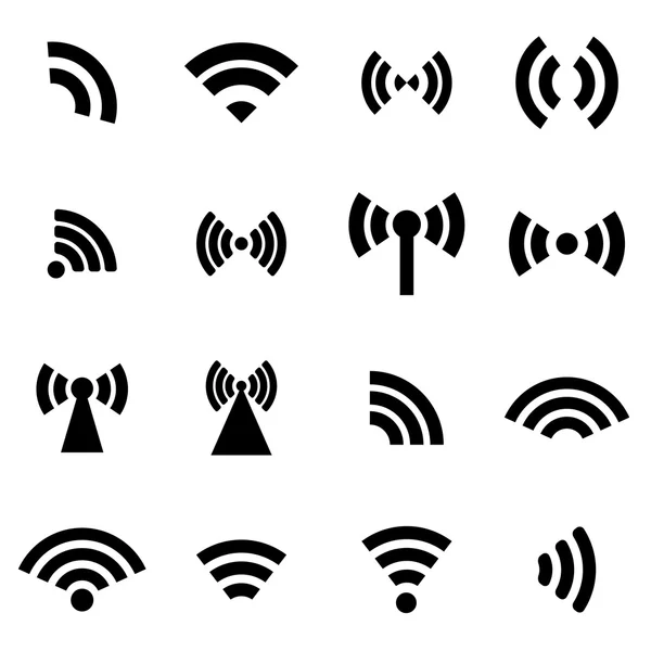 Vector black wireless icons  set — Stock Vector