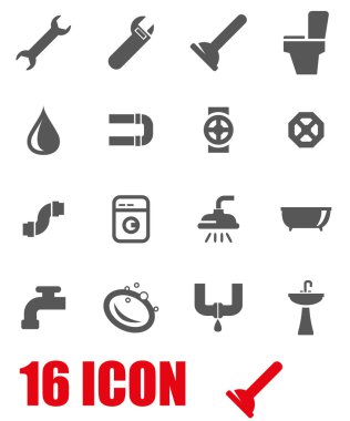 Vektör gri sıhhi tesisat Icon set