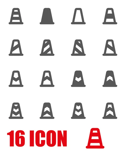 Vektör gri trafik koni Icon set — Stok Vektör