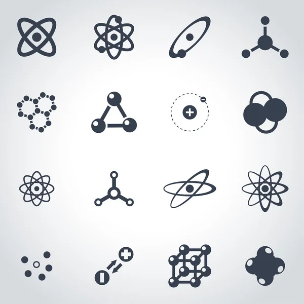 Vector black atom icon set — Stock Vector