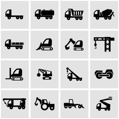 Vektör siyah inşaat nakliye Icon set